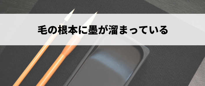 毛の根元に墨が溜まっている